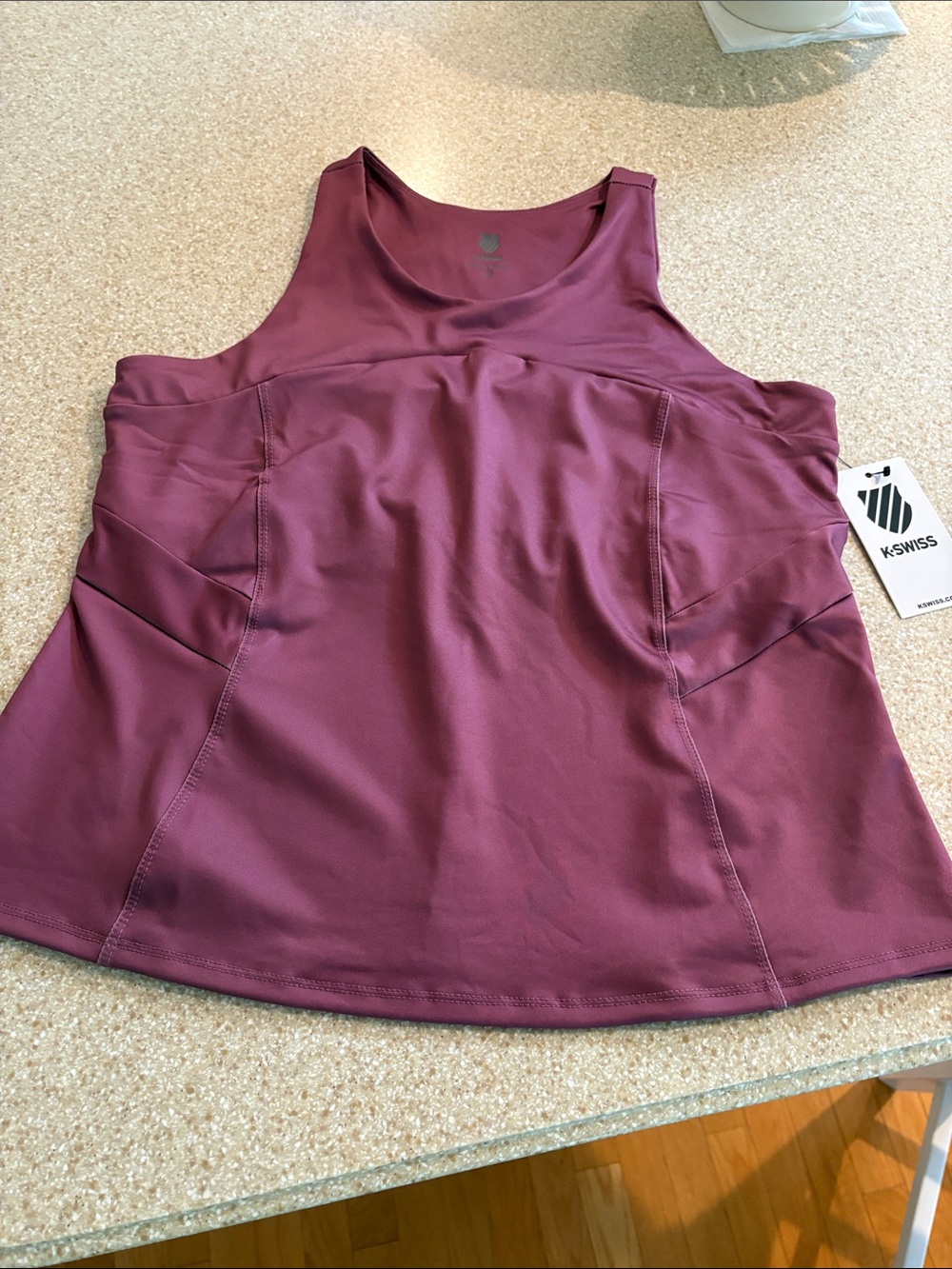 K-Swiss Colorblock Keyhole Back Tank in Plum